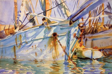 child and young st john Ölbilder verkaufen - In einem levantinischen Hafen Boot John Singer Sargent